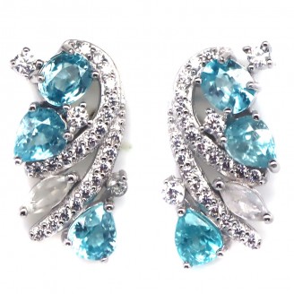 Сережки. Натуральний циркон і топаз. Срібло 925. С6342