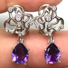 Сережки. Натуральний аметист. Срібло 925. С6343