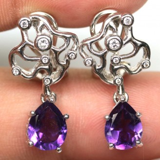 Сережки. Натуральний аметист. Срібло 925. С6343
