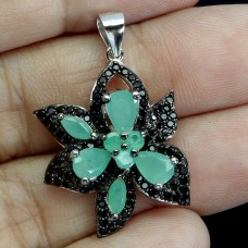 Підвіска. Натуральний смарагд і шпінель. Срібло 925. П6352