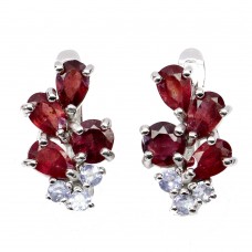 Сережки. Натуральний рубін і танзаніт. Срібло 925. С6359