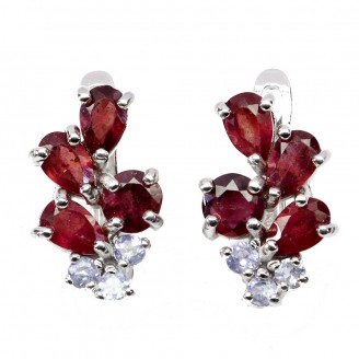 Сережки. Натуральний рубін і танзаніт. Срібло 925. С6359