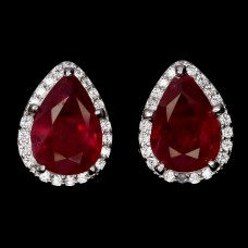 Сережки. Натуральний рубін. Срібло 925. С6360