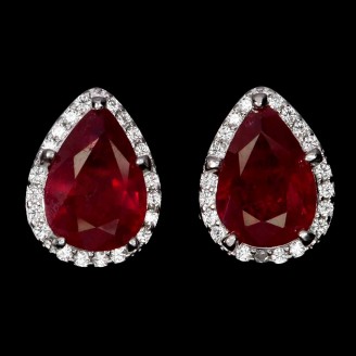 Сережки. Натуральний рубін. Срібло 925. С6360