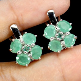 Сережки. Натуральний смарагд. Срібло 925. С6361