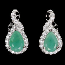 Сережки. Натуральний смарагд і шпінель. Срібло 925. С6368