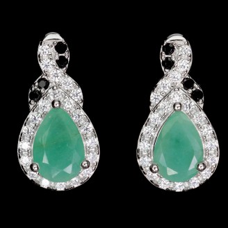 Сережки. Натуральний смарагд і шпінель. Срібло 925. С6368