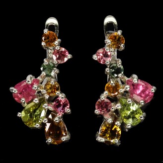 Сережки. Натуральний турмалін. Срібло 925. С6372