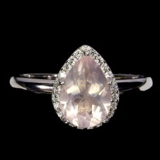 Каблучка. Натуральний кварц рожевий. Срібло 925. К6375