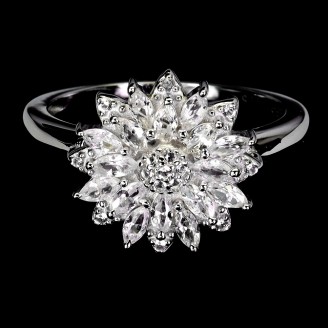 Каблучка. Натуральний сапфір білий. Срібло 925. К6392