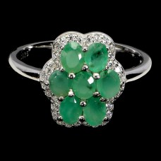 Каблучка. Натуральний смарагд. Срібло 925. К6394