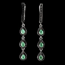 Сережки. Натуральний смарагд і шпінель. Срібло 925. С6399
