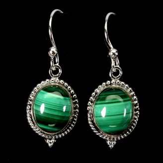 Сережки. Натуральний малахіт. Срібло 925. С6402