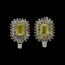Сережки. Натуральний сапфір жовтий. Срібло 925. С6411