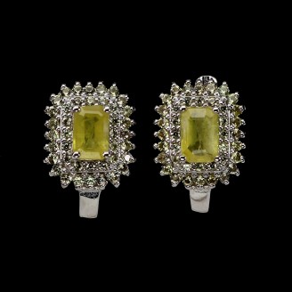 Сережки. Натуральний сапфір жовтий. Срібло 925. С6411