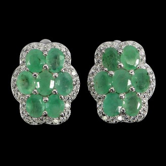 Сережки. Натуральний смарагд. Срібло 925. С6419