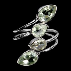 Каблучка. Натуральний празіоліт. Срібло 925. К6423