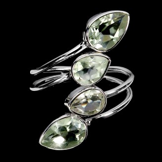 Каблучка. Натуральний празіоліт. Срібло 925. К6423