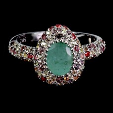 Каблучка. Натуральний смарагд і сапфір. Срібло 925. К6424