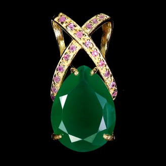 Підвіска. Натуральний авантюрин і рубін. Срібло 925. П6426