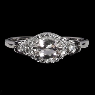 Каблучка. Натуральний морганіт. Срібло 925. К6434