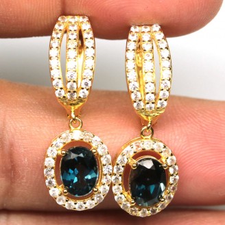 Сережки. Натуральний топаз лондон. Срібло 925. С6442