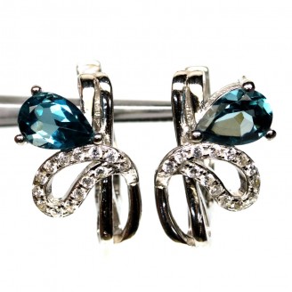 Сережки. Натуральний топаз лондон. Срібло 925. С6447