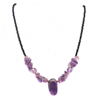 Намисто. Натуральний аметист і шпінель. Срібло 925. П6449