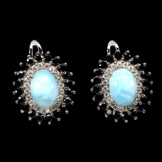 Сережки. Натуральний ларімар і шпінель. Срібло 925. С6452