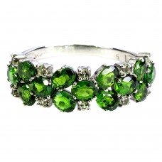 Каблучка. Натуральний хром діопсид і перидот. Срібло 925. К6458