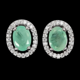 Сережки. Натуральний смарагд. Срібло 925. С6459