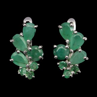 Сережки. Натуральний смарагд. Срібло 925. С6460