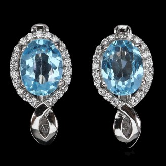 Сережки. Натуральний топаз. Срібло 925. С6462