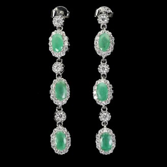 Сережки. Натуральний смарагд. Срібло 925. С6469