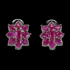 Сережки. Натуральний рубін. Срібло 925. С6484