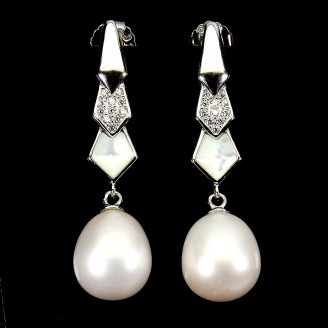 Сережки. Натуральний перл і перламутр. Срібло 925. С6485