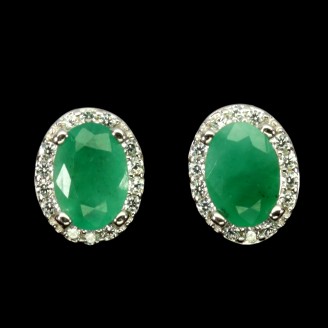 Сережки. Натуральний смарагд. Срібло 925. С6487