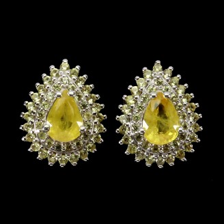 Сережки. Натуральний сапфір жовтий. Срібло 925. С6491