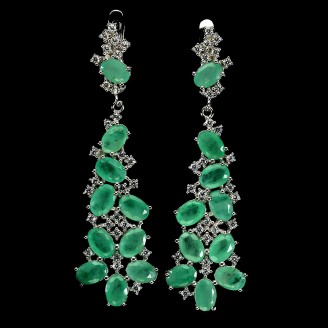 Сережки. Натуральний смарагд. Срібло 925. С6500