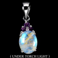 Підвіска. Натуральний місячний камінь і аметист. Срібло 925. П6504