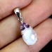 Підвіска. Натуральний місячний камінь і аметист. Срібло 925. П6504