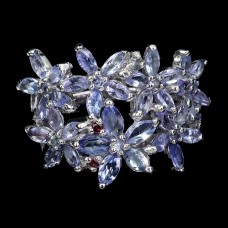 Каблучка. Натуральний танзаніт і гранат родоліт. Срібло 925. К6506