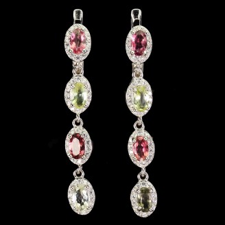 Сережки. Натуральний турмалін. Срібло 925. С6512