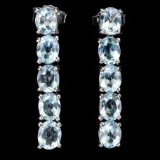 Сережки. Натуральний аквамарин. Срібло 925. С6522