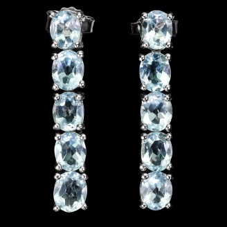 Сережки. Натуральний аквамарин. Срібло 925. С6522