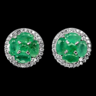 Сережки. Натуральний смарагд. Срібло 925. С6526