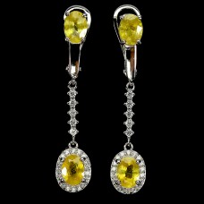 Сережки. Натуральний сапфір жовтий. Срібло 925. С6529