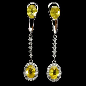 Сережки. Натуральний сапфір жовтий. Срібло 925. С6529
