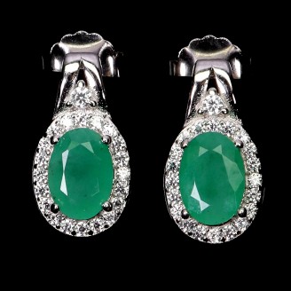 Сережки. Натуральний смарагд. Срібло 925. С6530