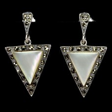 Сережки. Натуральний перламутр і марказит. Срібло 925. С6558